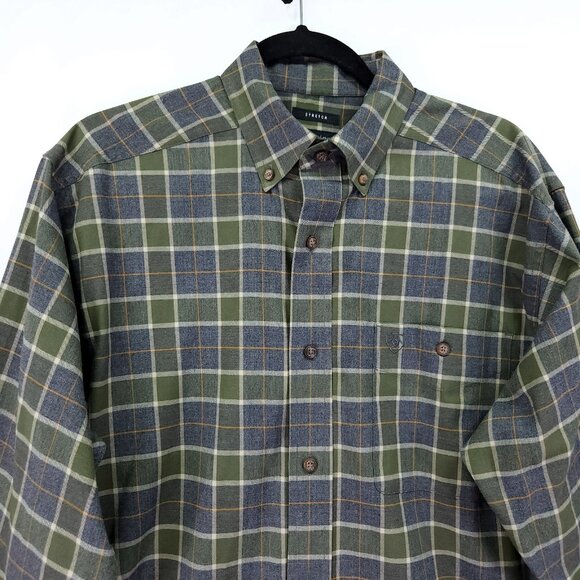 Ariat Pro Shirt Green Plaid Size Medium Button Down Long Sleeve Flannel - Picture 3 of 13